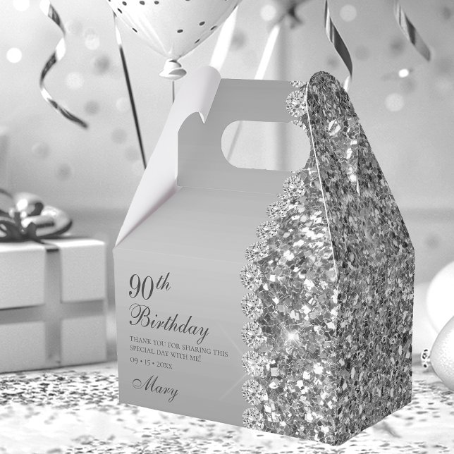 Caja Para Regalos Elegante Cumpleaños 90 de Plata (Subido por el creador)