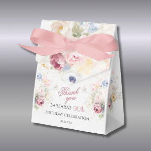 Caja Para Regalos Elegante Cumpleaños 90 Pintado a Mano con Flores R