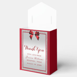 Caja Para Regalos Elegante Cumpleaños Rojo Rubí y Plata Brillante