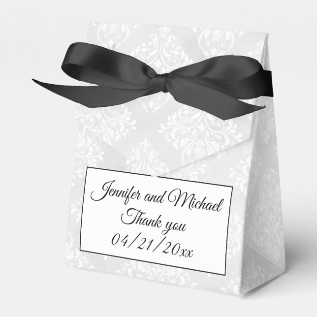 Caja Para Regalos Elegante Damask Personalize Names Bow Tie Boda (Front Side)