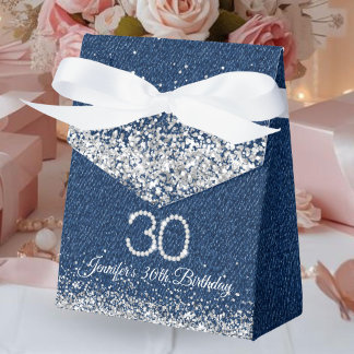 Caja Para Regalos Elegante Denim & Diamonds 30 cumpleaños