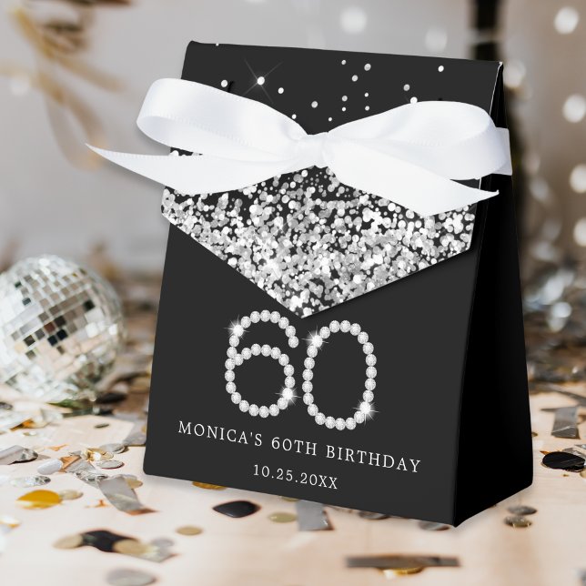 Caja Para Regalos Elegante diamante negro plateado 60 cumpleaños (Subido por el creador)