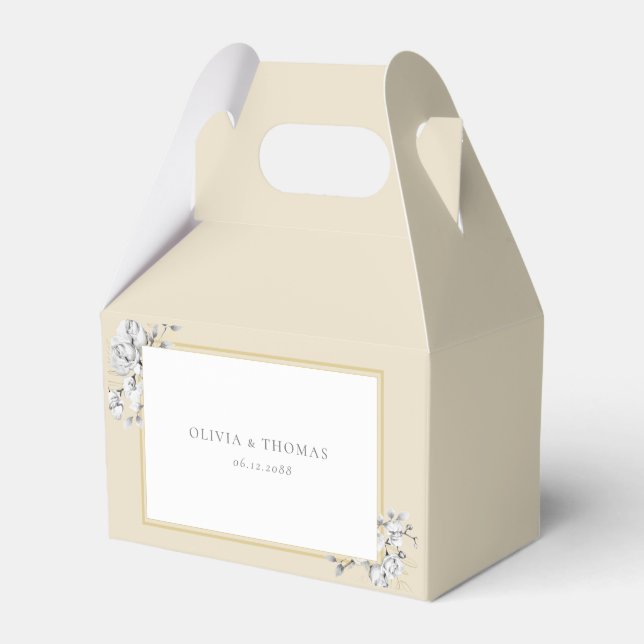 Caja Para Regalos Elegante dibujo floral marco dorado Boda rústico (Front Side)