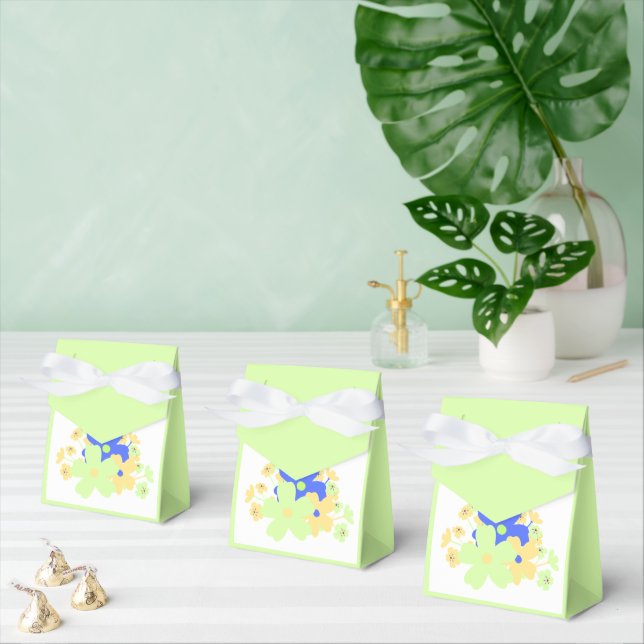 Caja Para Regalos Elegante diseño floral en azul amarillo verde (Múltiple)