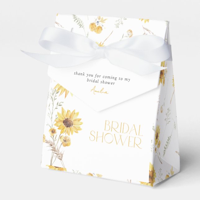 Caja Para Regalos Elegante Ducha Bridal Boho Sunflower Gracias (Front Side)