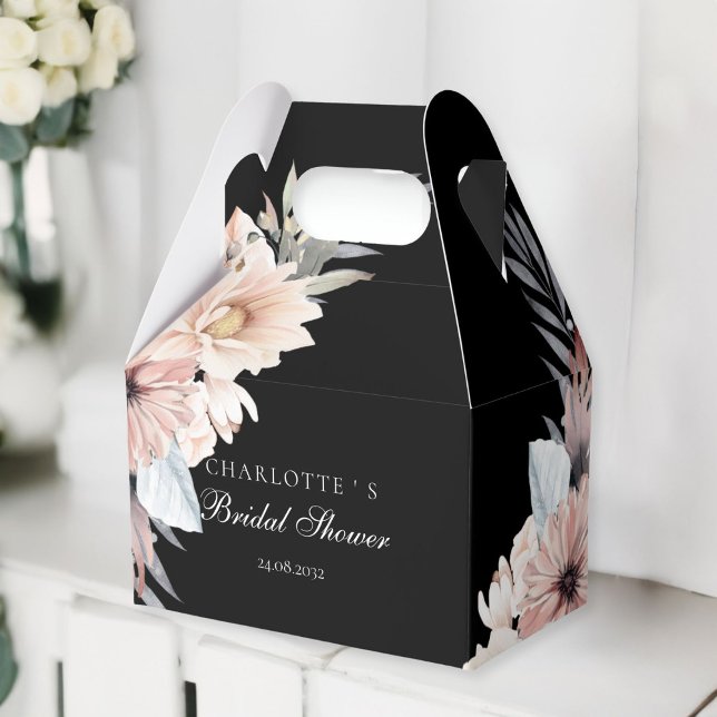 Caja Para Regalos Elegante ducha de novias negro y pastoral boho (Elegant Black & Pastel Boho Bridal Shower Favor Boxes)