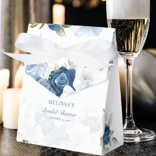 Caja Para Regalos Elegante Ducha Rústica Bridal Floral Azul Dusty
