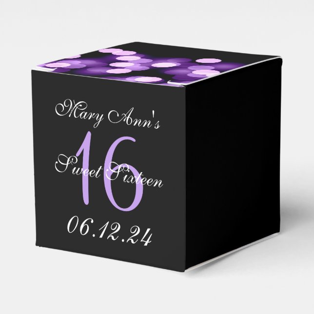 Caja Para Regalos Elegante dulce 16 cumpleaños Hollywood Glam Purple (Costado Anverso)
