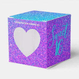 Caja Para Regalos Elegante dulce 16 Verde azulado Purpurina Púrpura 