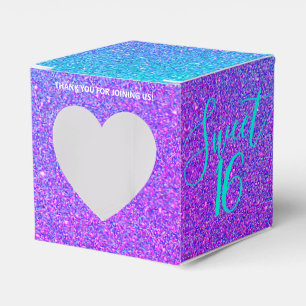 Caja Para Regalos Elegante dulce 16 Verde azulado Purpurina Púrpura