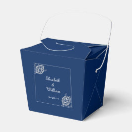 Caja Para Regalos Elegante encaje floral sobre Boda azul de la marin