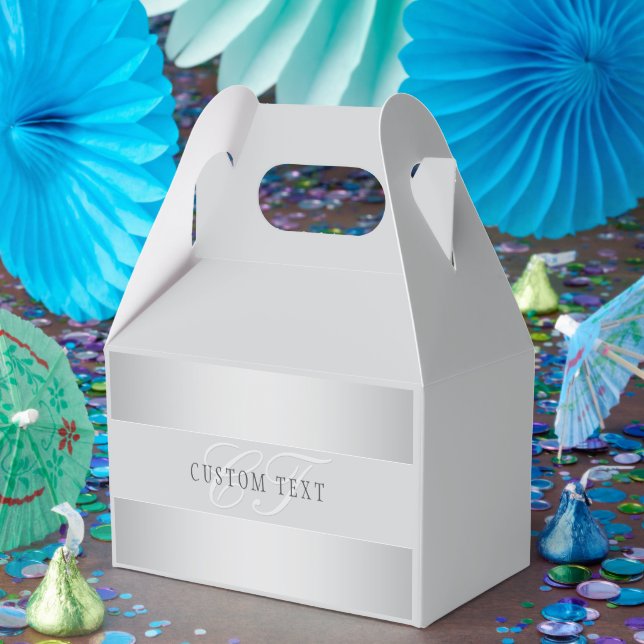 Caja Para Regalos Elegante escritura de monograma editable | Gris (Fiesta)