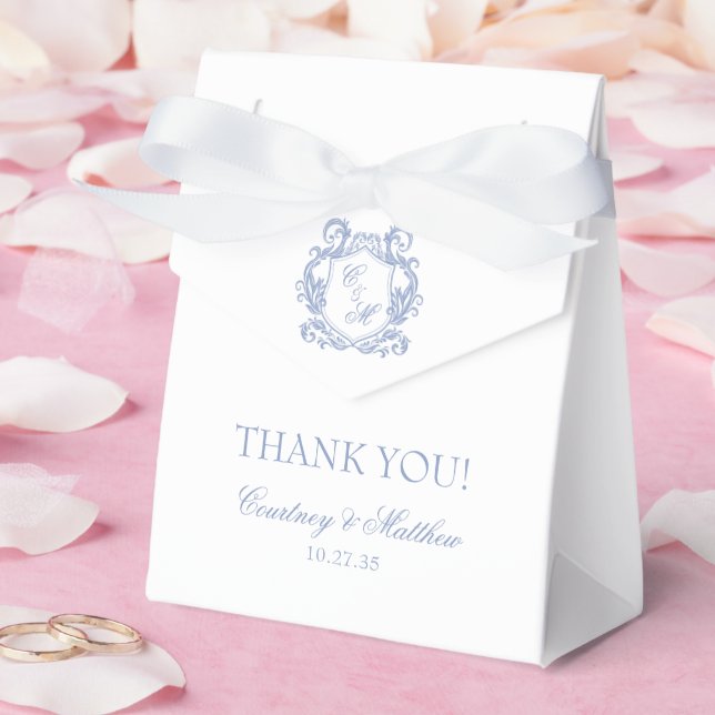 Caja Para Regalos Elegante Escudo de Monograma Azul Polvoriento Grac (Boda)