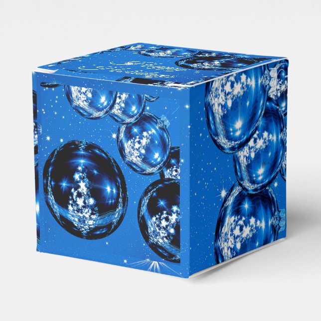 Caja Para Regalos Elegante Esparkle Ornaments Cobalt Blue Holiday (Costado Anverso)