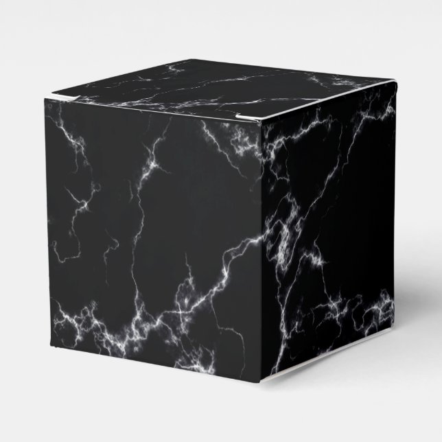 Caja Para Regalos Elegante estilo de mármol4 - Blanco y negro (Costado Anverso)
