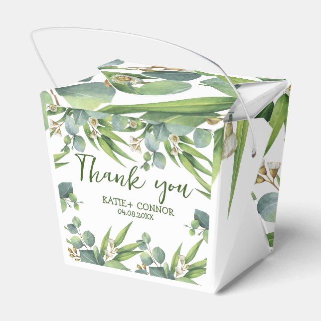 Caja Para Regalos Elegante Eucalyptus Greenery Favor Gracias (Reverso)
