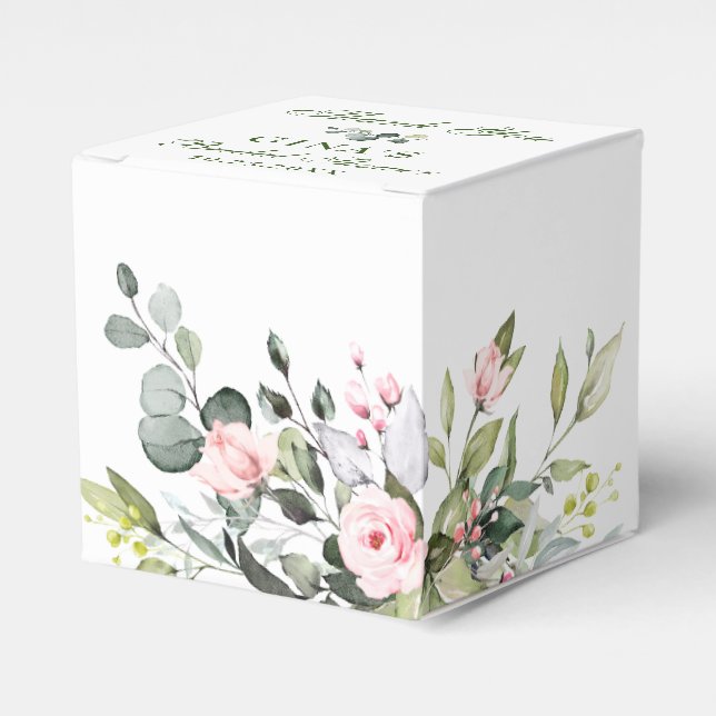 Caja Para Regalos Elegante Eucalyptus Rubor Rosas Bridal Shower (Costado Anverso)