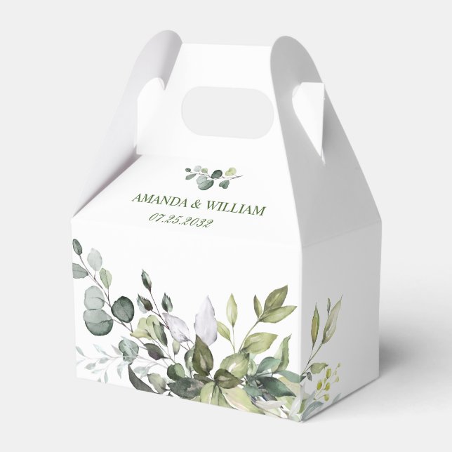 Caja Para Regalos Elegante Eucalyptus Watercolor Greenery Boda (Front Side)