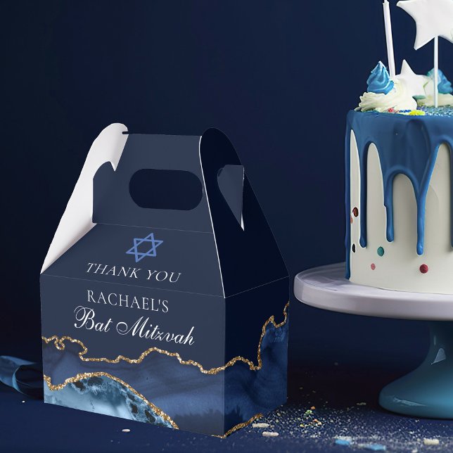 Caja Para Regalos Elegante Fiesta de Bat Mitzvah de la Armada Azul d (Subido por el creador)