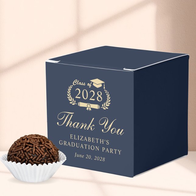 Caja Para Regalos Elegante fiesta de graduación de oro azul gracias (Subido por el creador)