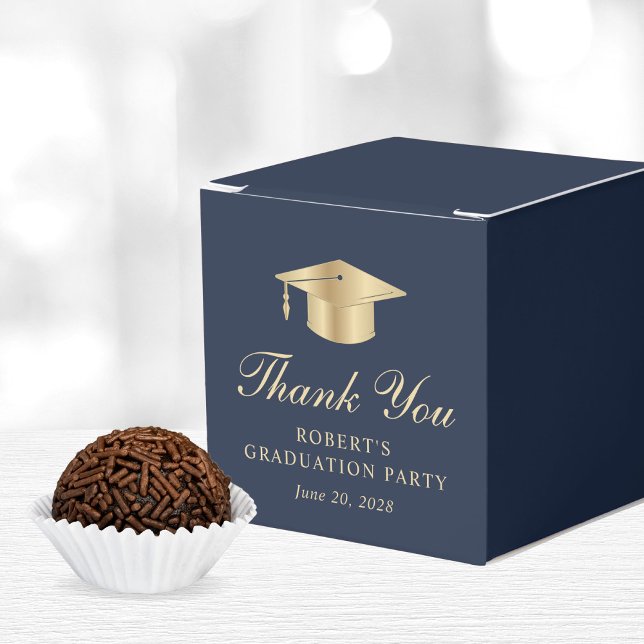 Caja Para Regalos Elegante fiesta de graduación de oro azul gracias (Subido por el creador)