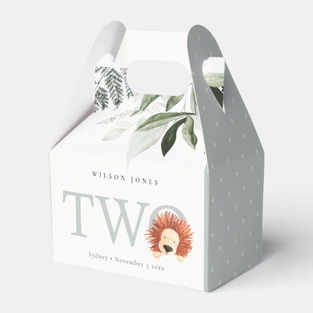 Caja Para Regalos Elegante Fiesta de Segundo Cumpleaños de León Cuto (Front Side)