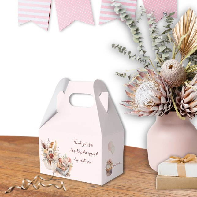 Caja Para Regalos Elegante Fiesta de té ruso bohemio-rosado (Elegant Bohemian Birthday Party Favor Box)