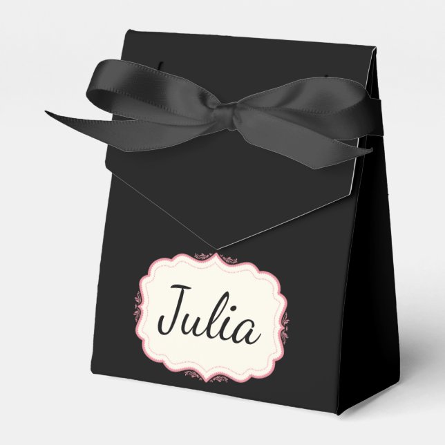Caja Para Regalos Elegante Fiesta negro de vieira rosa (Front Side)