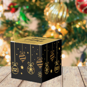 Caja Para Regalos Elegante Fiesta Personalizado de Oro Negro Felices