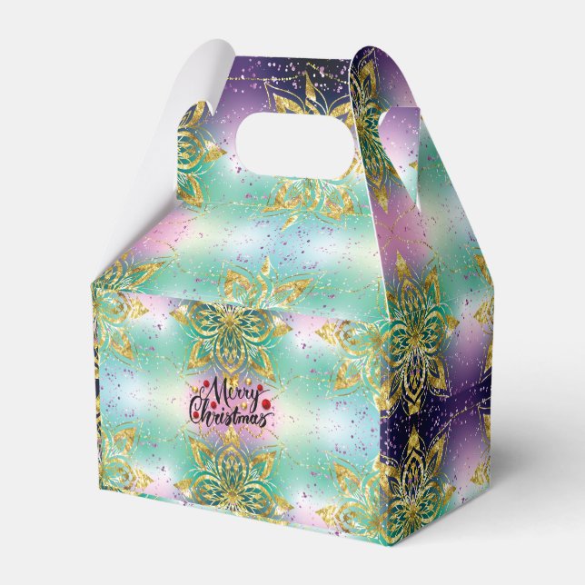 Caja Para Regalos Elegante fiesta verde rosa violeta Estrellas de co (Front Side)