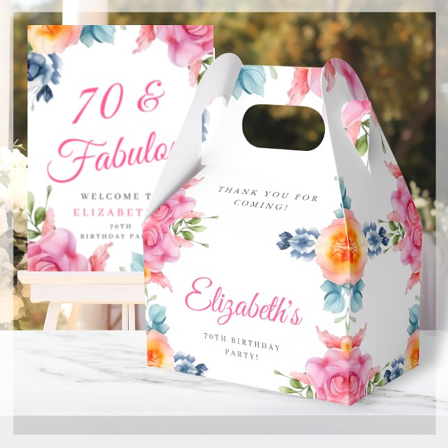 Caja Para Regalos Elegante Floral 70º Favor de Cumpleaños Box (Subido por el creador)