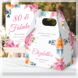 Caja Para Regalos Elegante Floral 80th Birthday Favor Box