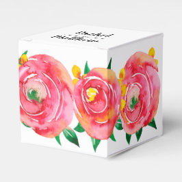 Caja Para Regalos Elegante Floral acuática rosa caliente y amarillo
