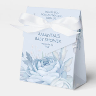 Caja Para Regalos Elegante Floral Azul Polvoriento