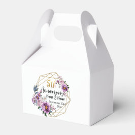 Caja Para Regalos Elegante Floral de Oro 5 Años de Aniversario