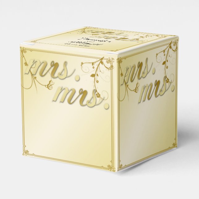 Caja Para Regalos Elegante Floral de oro Sra. Wedding Favor Box (Costado Anverso)