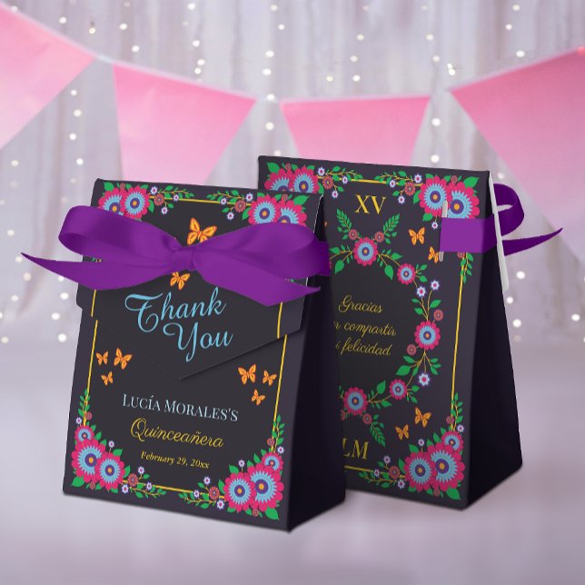 Caja Para Regalos Elegante floral mexicana Fiesta Quinceanera (Subido por el creador)