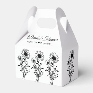 Caja Para Regalos Elegante Floral Sunflower Black White Bridal Showe