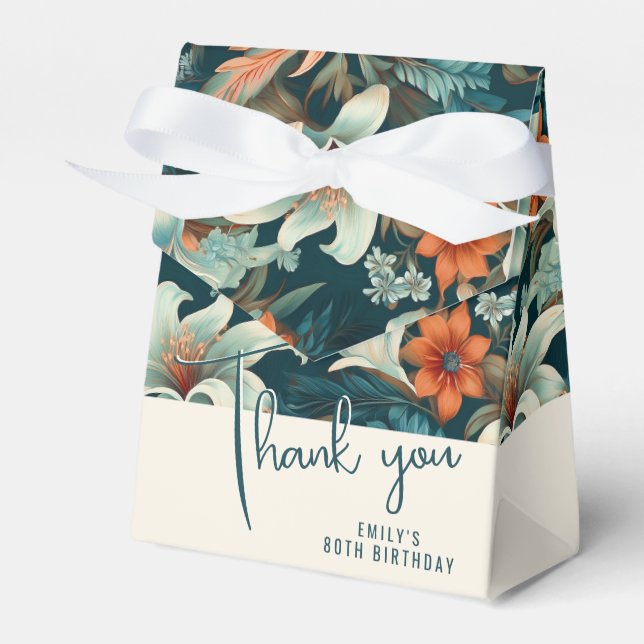 Caja Para Regalos Elegante Flower Floral Pattern Cumpleaños (Front Side)