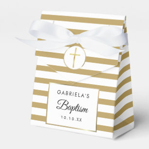 Caja Para Regalos Elegante franja dorada Bautizo
