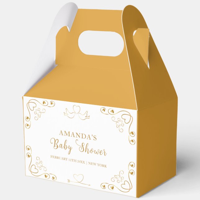 Caja Para Regalos Elegante Gold SValentine Baby Shower (Reverso )