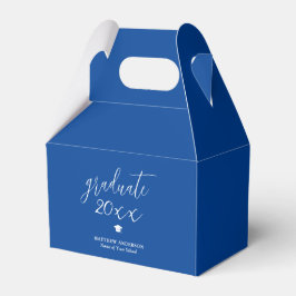 Caja Para Regalos Elegante Graduación de Guión Azul y Blanco