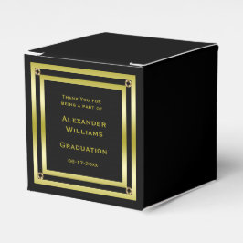 Caja Para Regalos Elegante Graduación Enmarcada en Negro y Oro