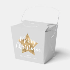 Caja Para Regalos Elegante Gray Faux Gold Star Feliz Navidad