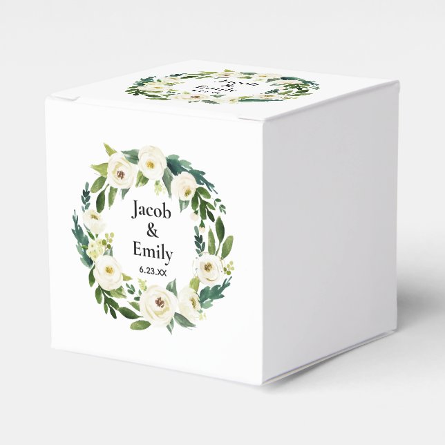 Caja Para Regalos Elegante Greenery Nombres Personalizados Fecha Bod (Costado Anverso)