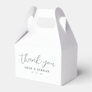Caja Para Regalos Elegante Guión Blanco Y Negro Gracias Boda