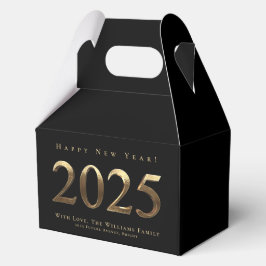 Caja Para Regalos Elegante guión negro y oro Feliz Año Nuevo 2025