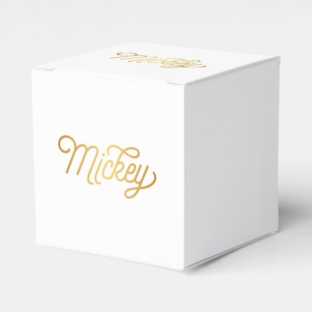 Caja Para Regalos Elegante guión personalizado Mickey Gold Black (Costado Anverso)