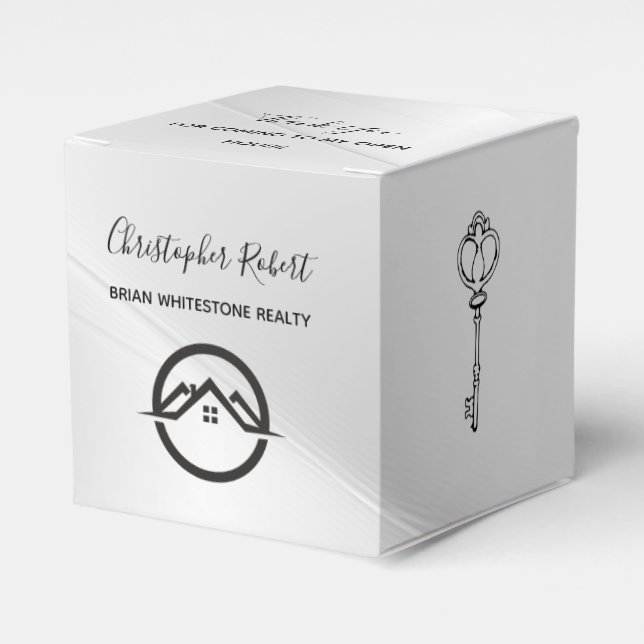 Caja Para Regalos Elegante Inmobiliaria Plata (Costado Anverso)