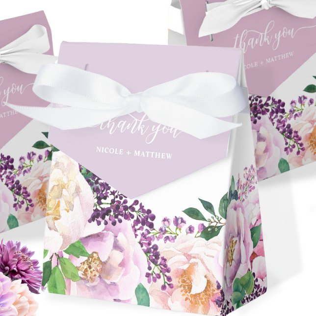 Caja Para Regalos Elegante Lavanda Púrpura Pastel Floral Favor Box (Subido por el creador)